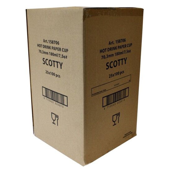 Huchem Koffiebekers, Drinkbekers, Scotty, 180 ml – 2500 stuks | Sterke, recyclebare wegwerpbekers | Geschikt voor koffie en thee