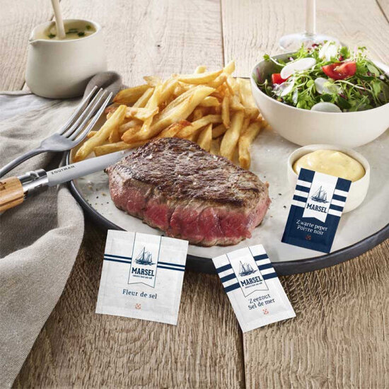 Huchem Peper | 1000 x 0,14 g | Portieverpakking | Dispenserdoos | Horeca | Restaurant | Bedrijfskantine | Catering | Marsel