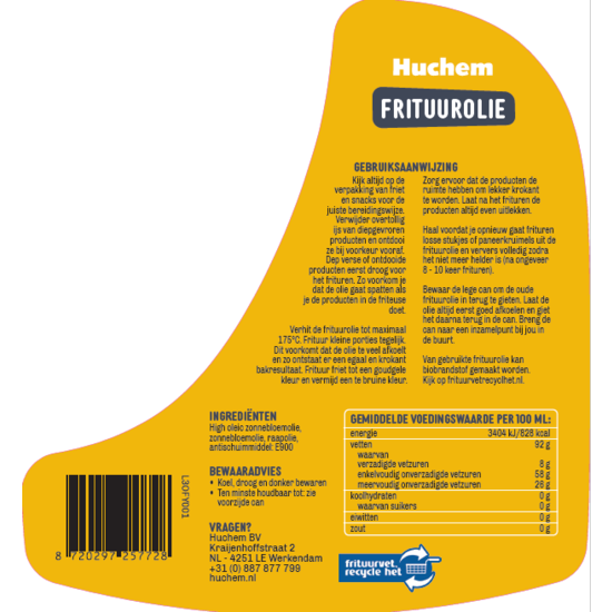 Frituurolie | 3L | 100% Plantaardig | Friet | Frituur | Bakken | Vloeibaar | Horeca | Cafetaria | Kantine