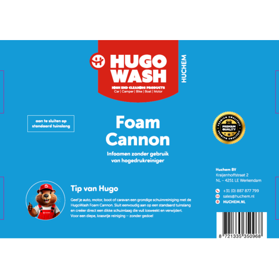 Huchem Foam Cannon | Schuimkanon voor auto, camper, motor, boot & fiets | Hugo Wash
