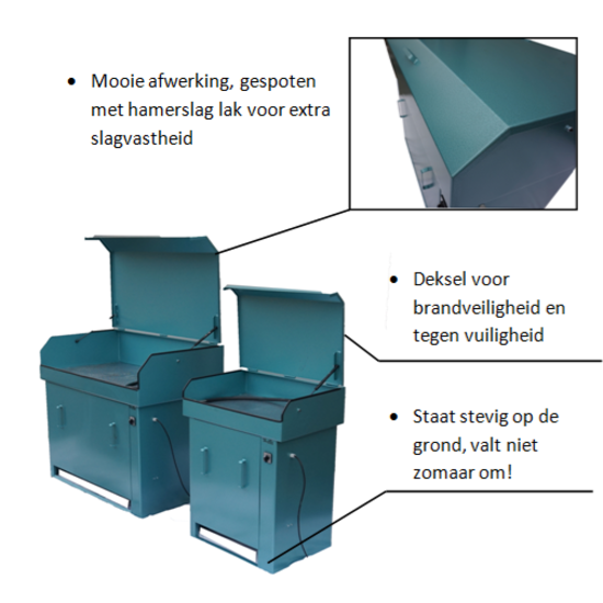 Huchem Onderdelenreiniger | Ontvetterbak | 150L  | met Deksel en Gasveren | Proffesional