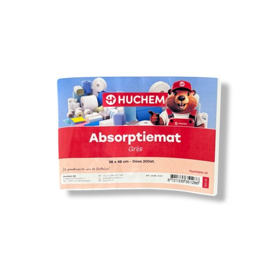 Huchem Universele absorptiemat voor olie, water & koelvloeistof 200 st. – Hugo absorptiematten 38×48 cm