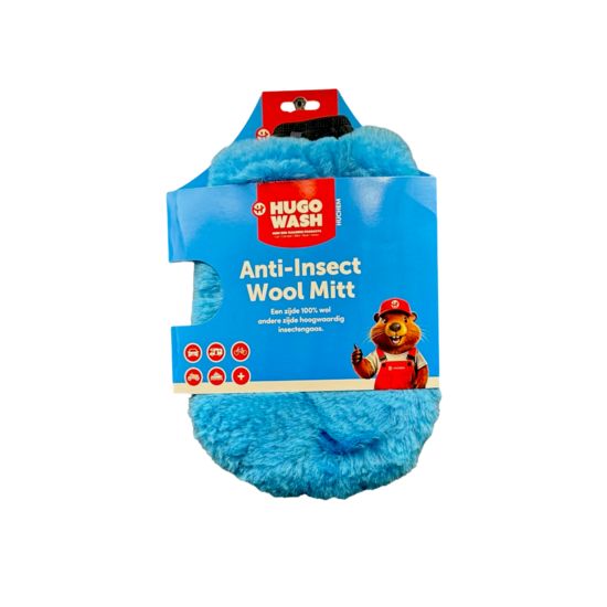 Huchem Anti-Insect Wool Mitt | Wol & Insectengaas Washandschoen | 2 in 1 | voor Auto, Camper, Boot, Motor & Fiets