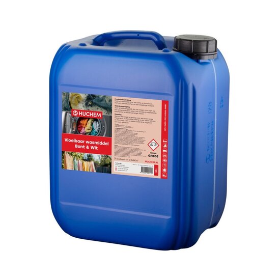 Huchem Vloeibaar Wasmiddel 10 L – Bont & Wit, >200 wasbeurten | Geconcentreerd