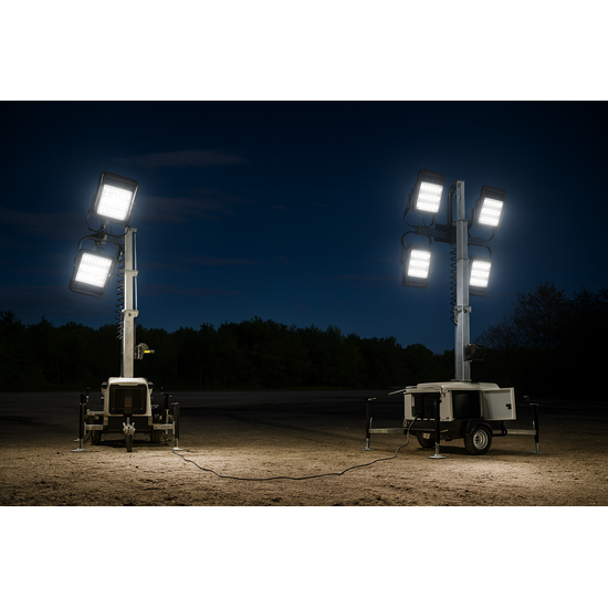 Huchem Lichtmast Mobiel Plug in | op wielen | 4 x 185W LED Lichttorens | 165.000 Lumen