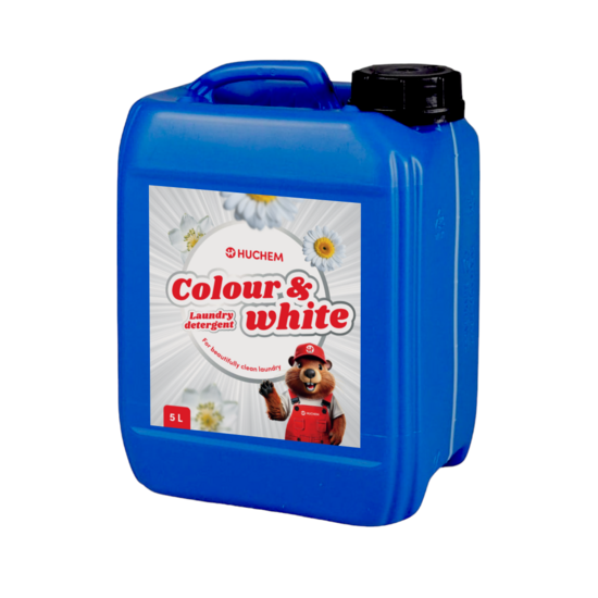 Huchem Vloeibaar Wasmiddel 5 L – Bont & Wit, >100 wasbeurten | Geconcentreerd