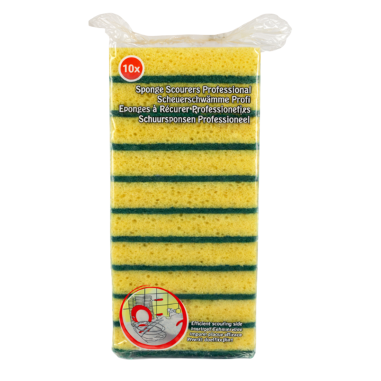 Huchem Schuurspons Cleaning | Geel, groen | 140x100 x 30 mm |10 st. | Professional