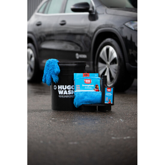 Huchem CombiDeal – Complete Autowas Set met Emmer, Washandschoen, Wash & Wax en Droogdoek | Hugo Wash