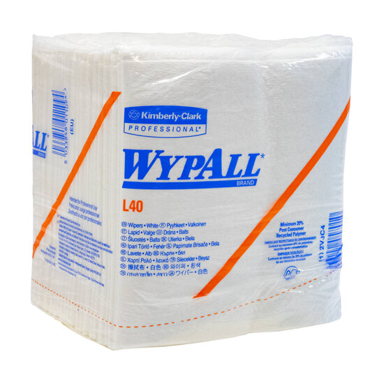 Huchem WypAll® L40 Power Clean™ Werkdoek 1-laags Wit – Industriële Reinigingsdoek, Sterk & Absorberend | Cellulose | 1008 vellen