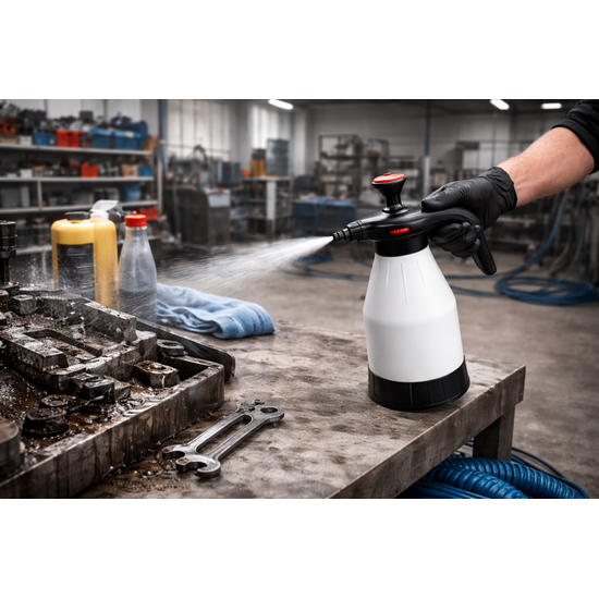 Huchem Professionele Handsprayer 1,5L Oliebestendig – Drukspuit voor Industriële Reiniging