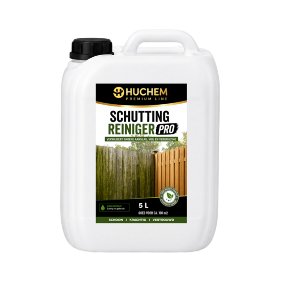 Huchem PRO-line Schutting Reiniger | Premium | 5L | Groene Aanslag verwijderaar | Pro | Krachtig & Snel Resultaat