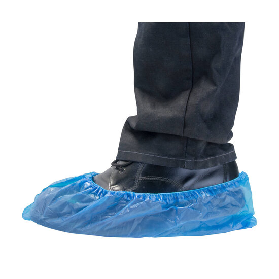 Huchem CPE Overschoenen Blauw 40 µm Geruwd | Wegwerp Overschoenen | Hygiënische Schoenhoezen | 100 stuks