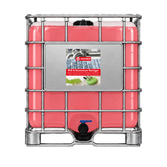 Huchem  RVS & Aluminium Reiniger 1000 L (IBC) – Staluclean | Steelclean | Roestvrij staal reiniger | Professionele Reinigingsoplossing