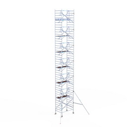 Euroscaffold Rolsteiger Professional 135x190 14,2m werkhoogte tegen de gevel
