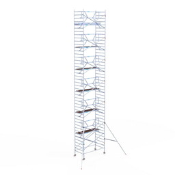 Euroscaffold Rolsteiger Professional 135x250 14,2m werkhoogte tegen de gevel