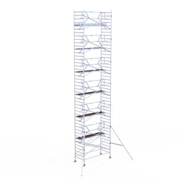 Euroscaffold Rolsteiger Professional 135x305 14,2m werkhoogte tegen de gevel