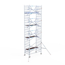 Euroscaffold Rolsteiger Professional 135x250 9,2m werkhoogte carbon vloer tegen de gevel