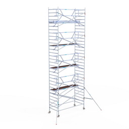 Euroscaffold Rolsteiger Professional 135x305 10,2m werkhoogte carbon vloer tegen de gevel