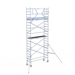 Euroscaffold Rolsteiger Original  75x250 7,2m werkhoogte carbon vloer tegen de gevel