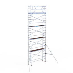 Euroscaffold Rolsteiger Original  75x305 10,2m werkhoogte carbon vloer tegen de gevel