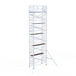 Euroscaffold Rolsteiger Original  135x305 12,2m werkhoogte carbon vloer tegen de gevel