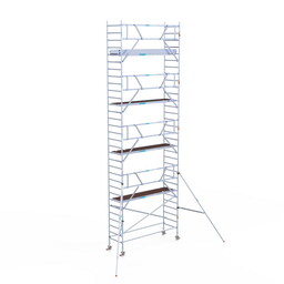 Euroscaffold Rolsteiger Professional 90x305 10,2m werkhoogte carbon vloer tegen de gevel