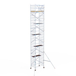 Euroscaffold Rolsteiger Basic 135x190 12,2m werkhoogte tegen de gevel