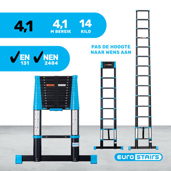 Eurostairs Telescoopladder Black 'n Blue Professioneel 4.2 meter met softclose