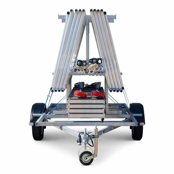 Alumexx Basic Steigeraanhanger 250 Open + Alumexx Rolsteiger Budget 135x250 10,2 m werkhoogte