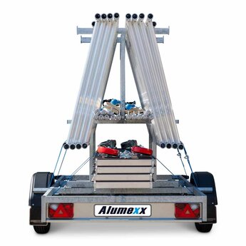 Alumexx Basic Steigeraanhanger 250 Open + Alumexx Rolsteiger Budget 135x250 10,2 m werkhoogte