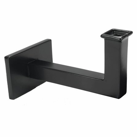 Zwarte leuninghouder - TYPE 11 - recht - voor rechthoekige / vierkante trapleuningen - coating zwart RAL 9005