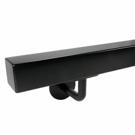 Zwarte trapleuning (gecoat) op maat - vierkant (40x40 mm) - incl. leuninghouders TYPE 3 - coating zwart RAL 9005