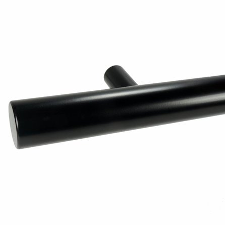 Zwarte trapleuning (gecoat) op maat - rond - incl. leuninghouders TYPE 14 - coating zwart RAL 9005