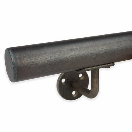 Stalen trapleuning (gecoat) op maat - rond - incl. leuninghouders TYPE 1 - WGW (ruw) staal incl. transparante coating