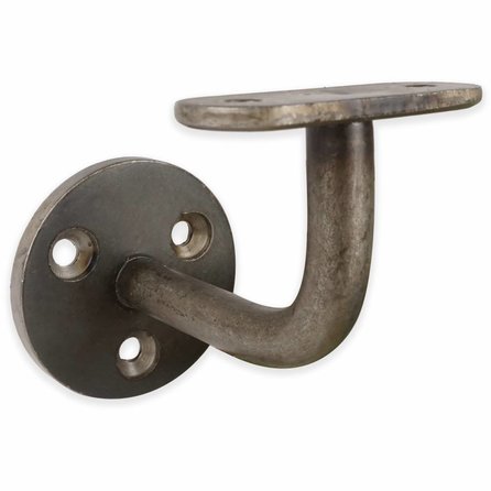 Stalen leuninghouder - TYPE 1 - recht - voor rechthoekige / vierkante trapleuningen - WGW (ruw) staal incl. transparante coating