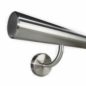 Inox trapleuning - rond - incl. dragers TYPE 2 - met rozet - volledig gelast