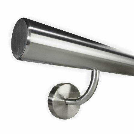 Inox trapleuning op maat - rond - incl. leuninghouders TYPE 2 - met rozet - volledig gelast