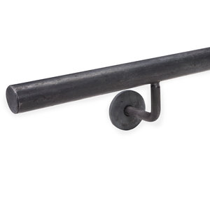 Smeedijzeren trapleuning - rond massief (20 mm) - incl. ronde dragers - met rozet