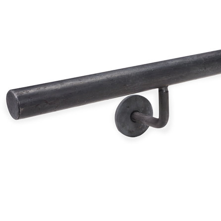 Smeedijzeren trapleuning op maat - rond massief (20 mm) - Incl. ronde leuninghouders (gelast) met rozet - transparante coating