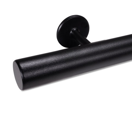Zwarte trapleuning (gecoat) op maat - rond - incl. leuninghouders TYPE 5 - coating zwart RAL 9005