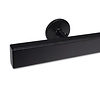Zwarte trapleuning (gecoat) op maat - rechthoekig (40x20 mm) - incl. leuninghouders TYPE 5 - coating zwart RAL 9005