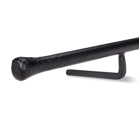 Smeedijzeren trapleuning op maat - ZWART - rond massief (20 mm) - incl. rechte leuninghouders (gelast) met rozet - coating zwart RAL 9005