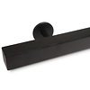 Zwarte trapleuning (gecoat) op maat - vierkant (40x40 mm) - incl. leuninghouders TYPE 5 - coating zwart RAL 9005