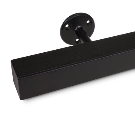Zwarte trapleuning (gecoat) op maat - vierkant (40x40 mm) - incl. leuninghouders TYPE 4 - coating zwart RAL 9005