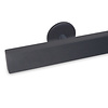 Antraciet trapleuning (gecoat) op maat - rechthoekig (40x20 mm) - incl. leuninghouders TYPE 5 - coating donkergrijs RAL 7016 of 7021