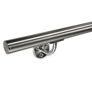 Inox trapleuning - rond smal - incl. dragers TYPE 2
