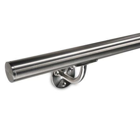 Inox trapleuning op maat - rond smal - incl. leuninghouders TYPE 2
