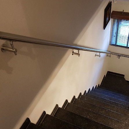 Inox trapleuning op maat - rond - incl. leuninghouders TYPE 6