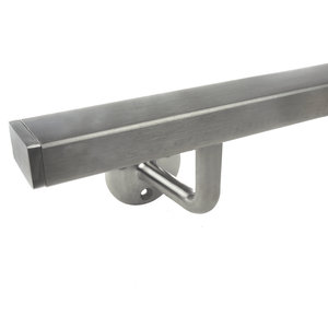 Inox trapleuning - rechthoekig (40x20 mm) - incl. dragers TYPE 1