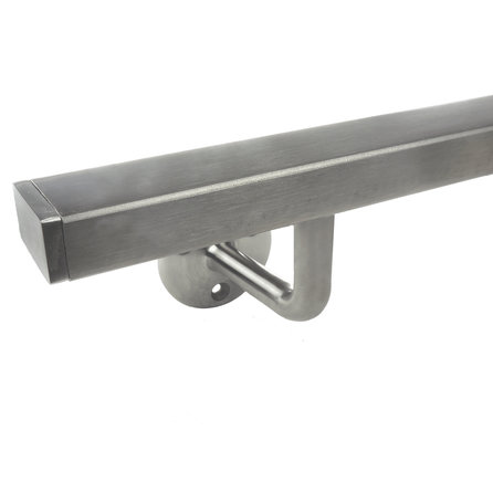 Inox trapleuning op maat - rechthoekig (40x20 mm) - incl. leuninghouders TYPE 1
